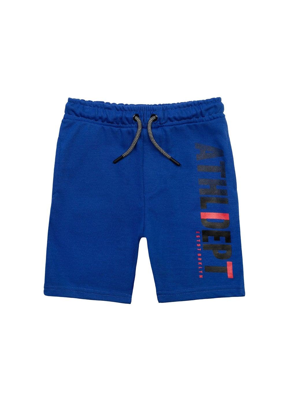 Boys Blue Athletic Print Fleece Shorts - Image 1