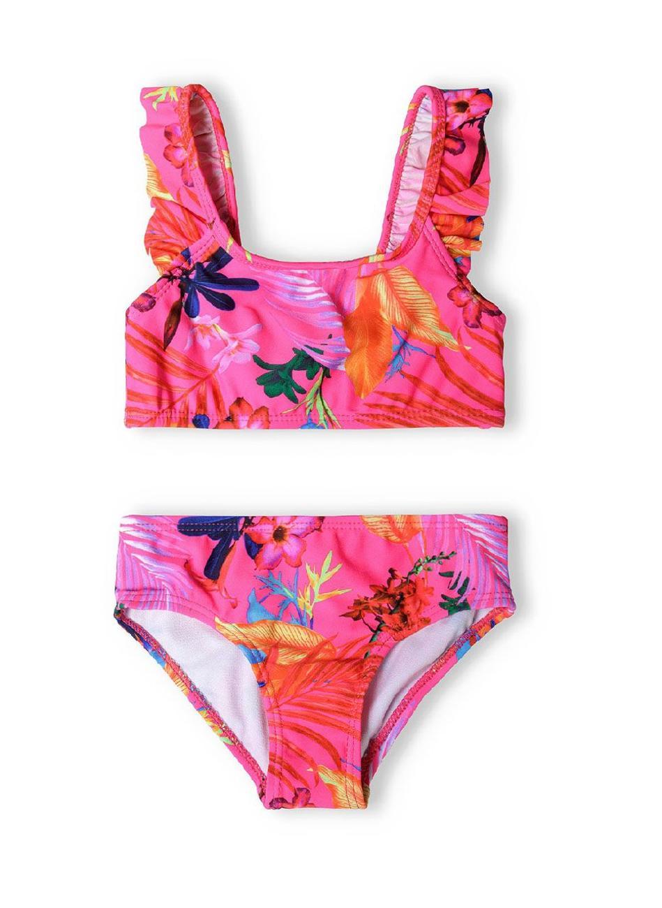 Girls Frilled Pink Print Bikini Set - Image 1