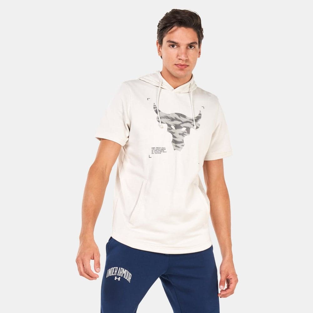UA Project Rock Terry Hoodie for Men White - Image 1