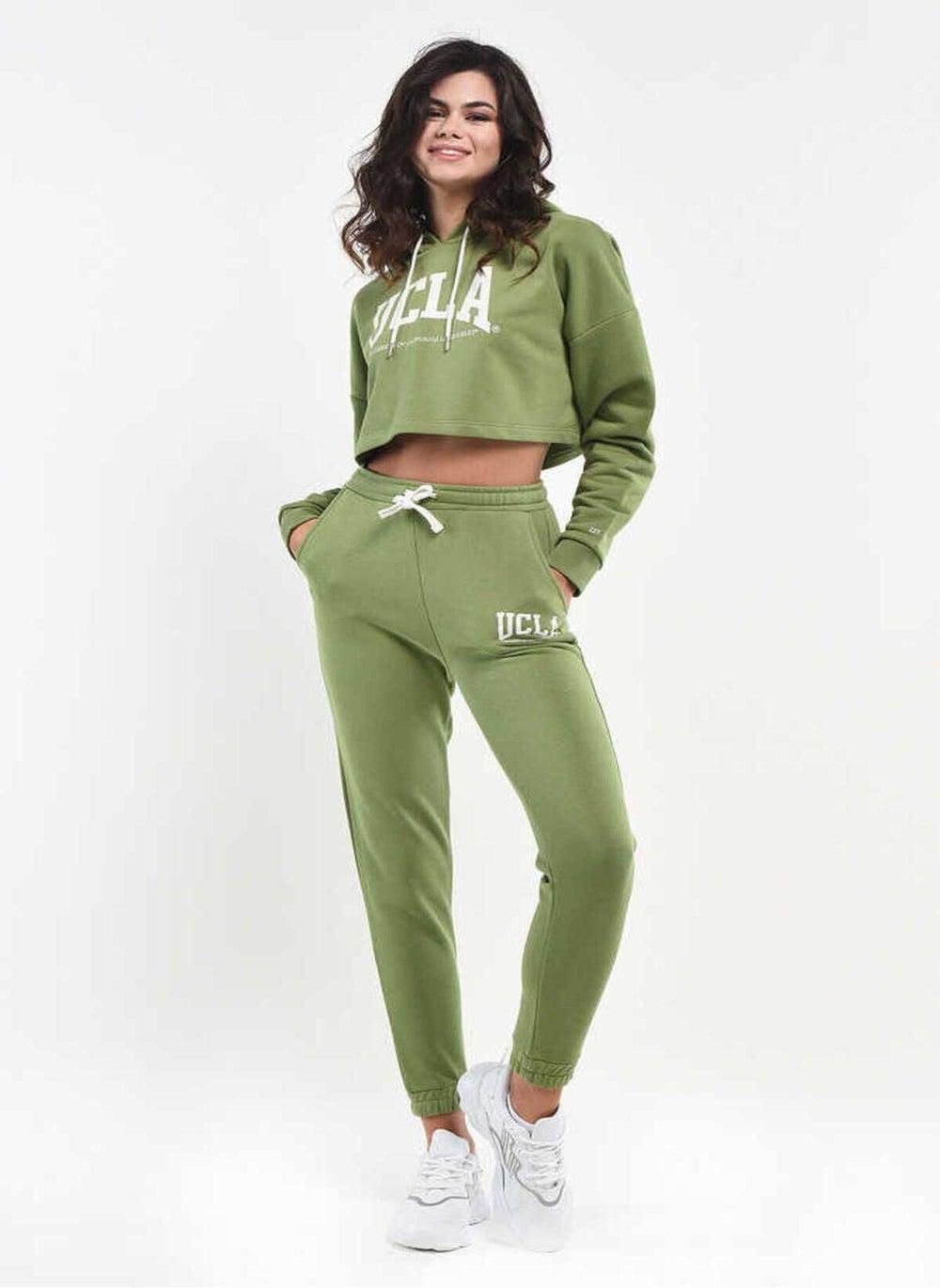 COALIN Olive Green Slim Fit Cotton Trackpants - Image 1