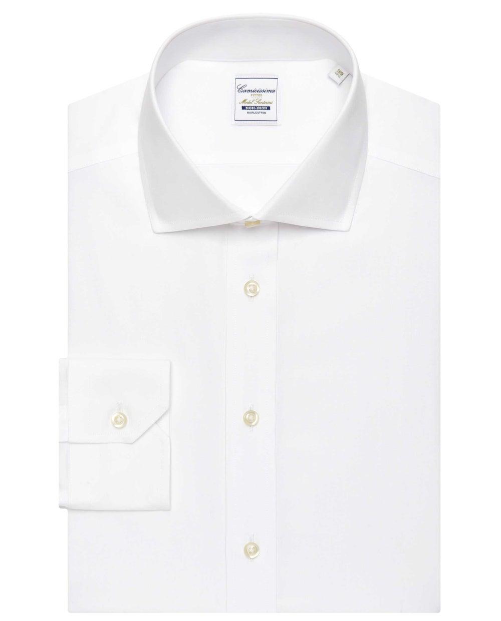 White Non-Iron Fitted Long Sleeve Shirt - Image 1