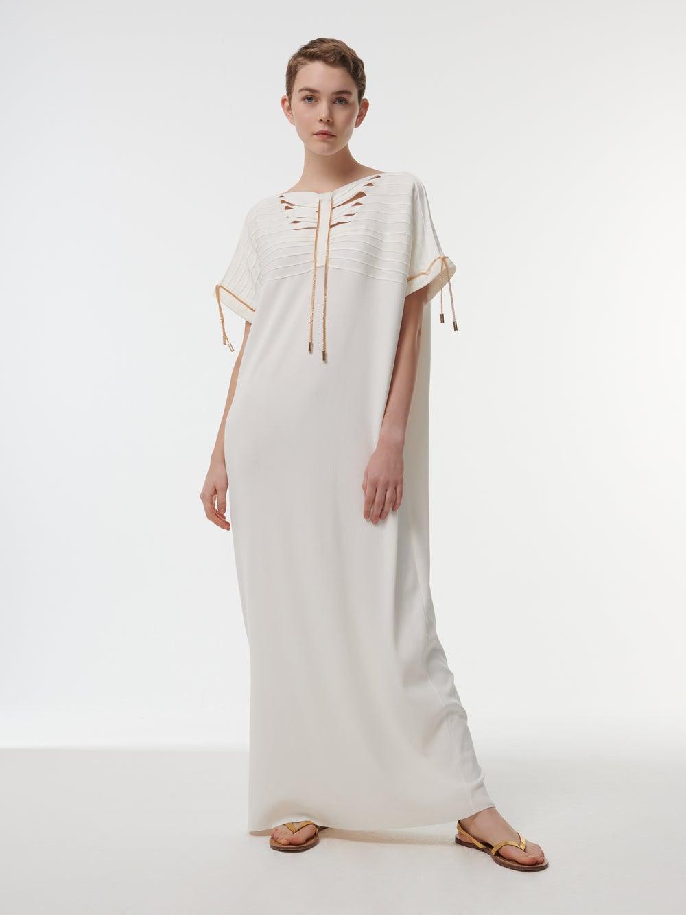 Cut-Out Neck Knit Kaftan with Metal Trim - Image 1