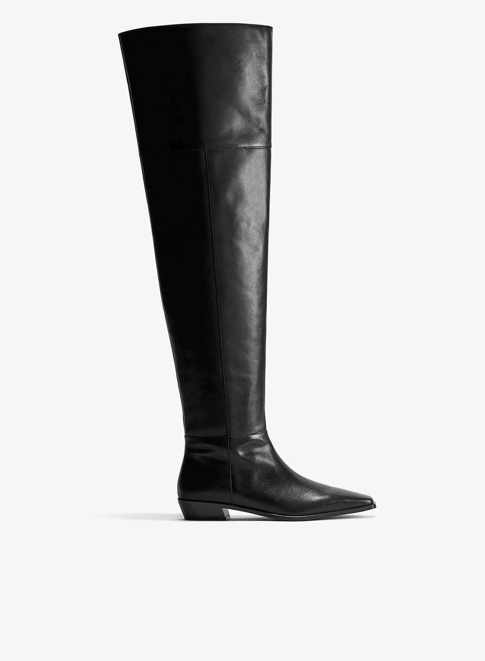 Black Nappa Over-the-Knee Leather Boots - Image 1