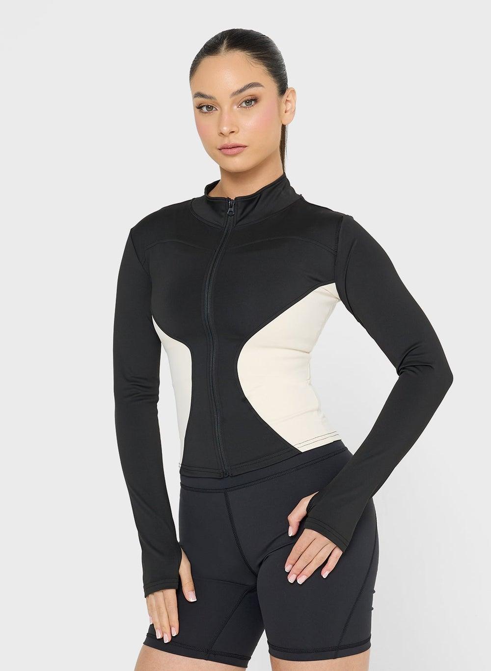Jymw113 Sculpting Colorblock Training Zip Top - Image 1