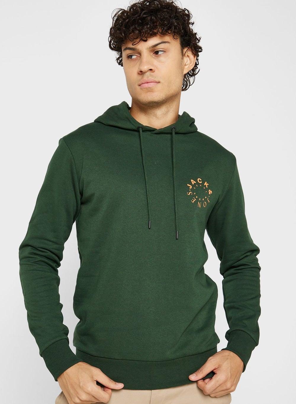 Jack & Jones Green Logo Hoodie 12247471 - Image 1