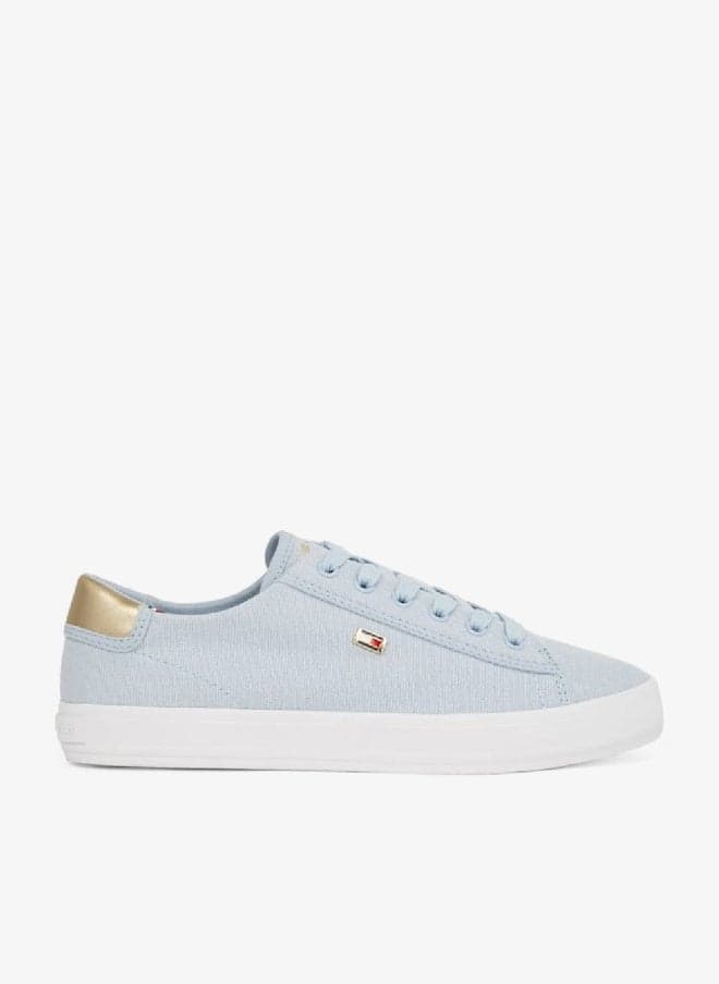 Breezy Blue Vulcanised Canvas Lace-Up Sneakers - Image 1