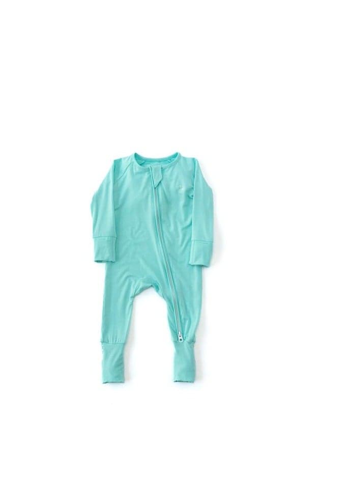 Organic Bamboo Zipper Romper Light Blue 0–3 Months - Image 1