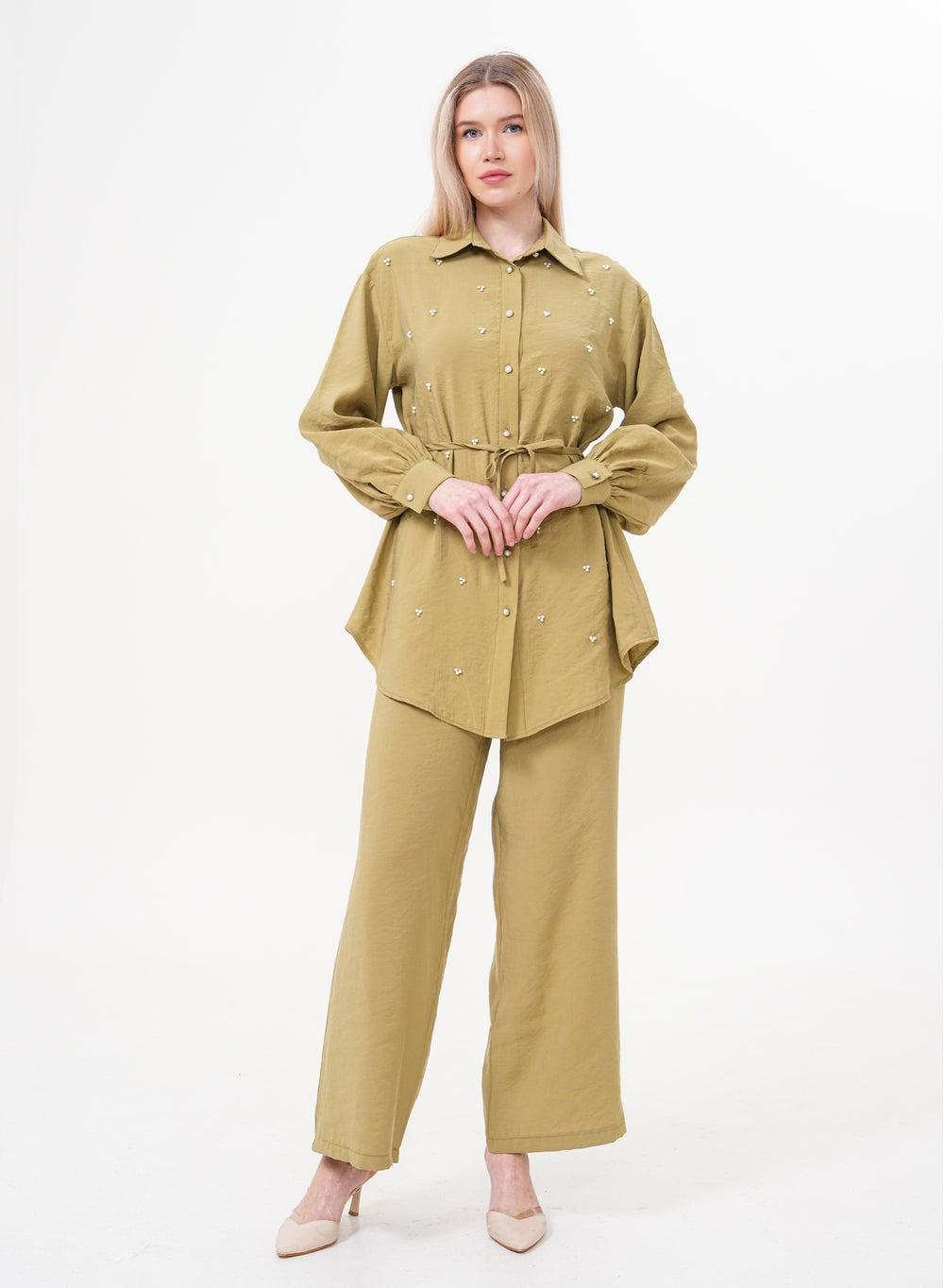 Pearl Detail Yellow Co-Ord Set - Image 1