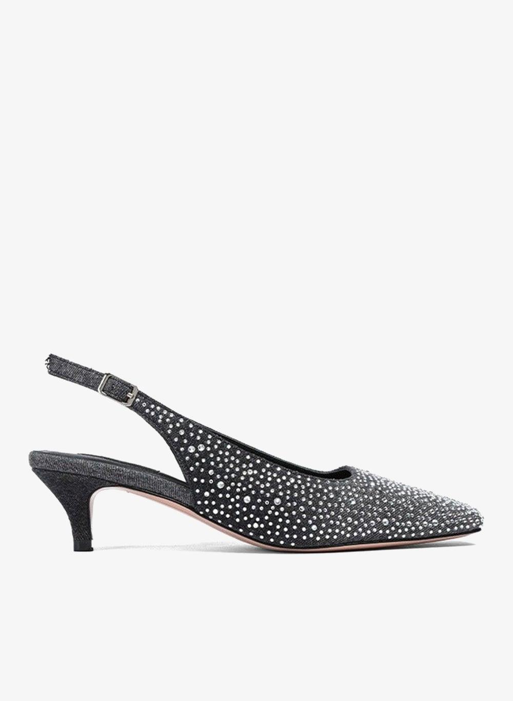 MONCALIERI Embellished Denim Mid-Heel Pumps - Image 1