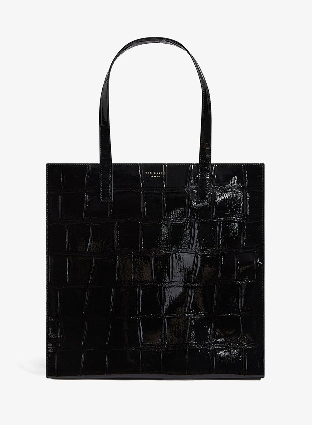 Vannda Croc Effect Large Icon Tote Bag Black - Image 1