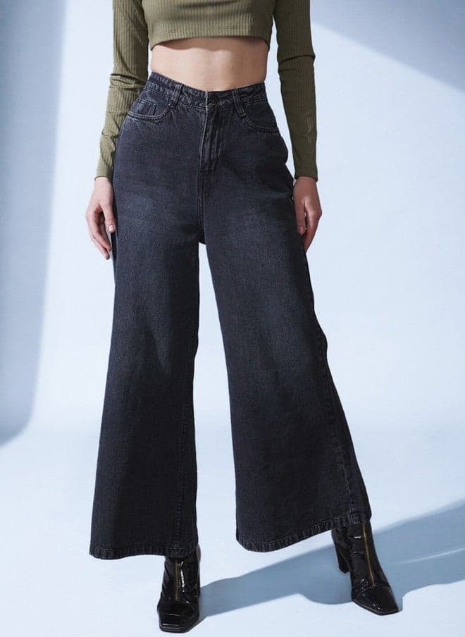 Street 9 High-Rise Flared Black Jeans - Image 1