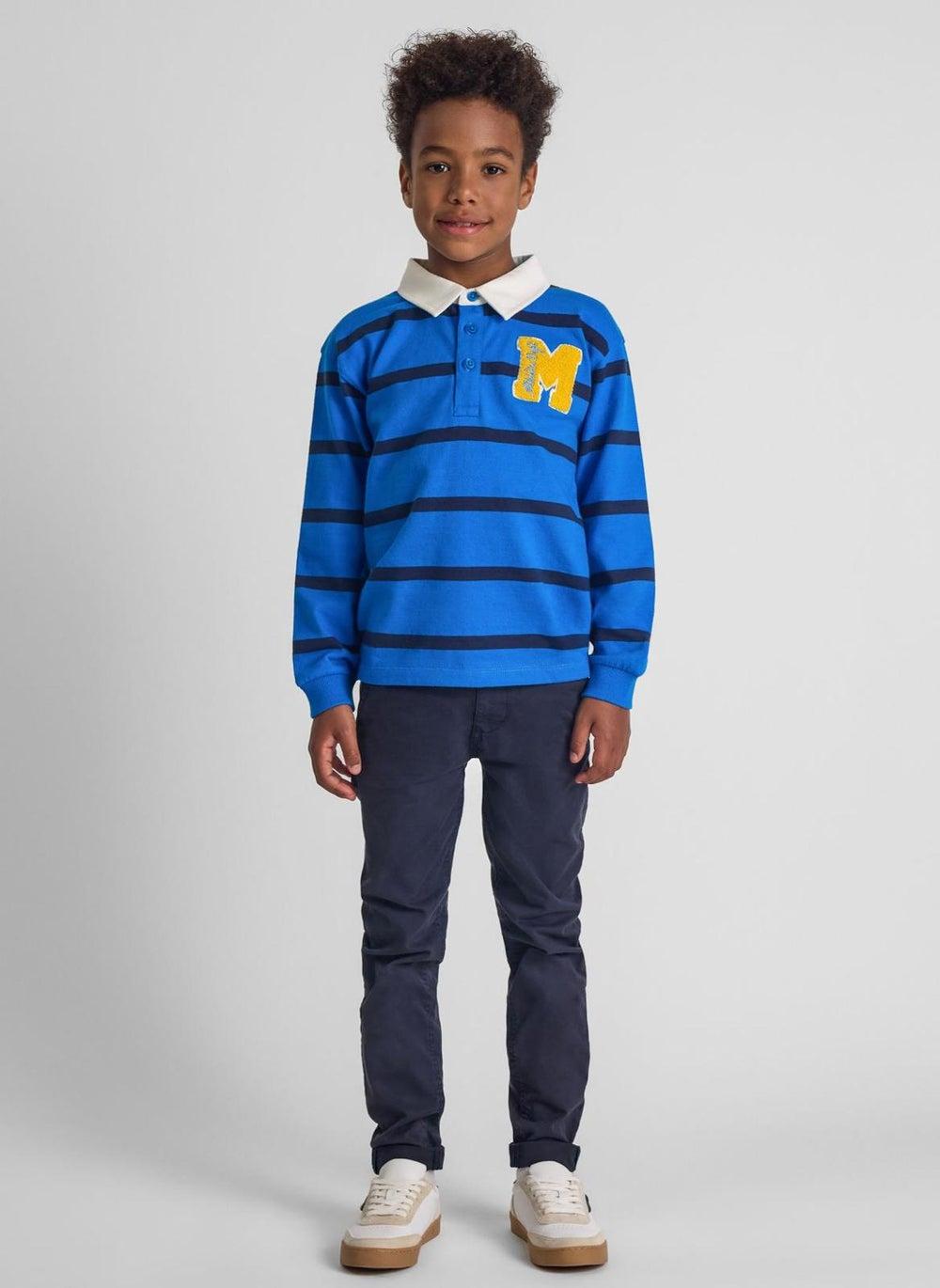 Boys Rugby Longsleeve Shirt Cobalt Blue Classic Fit - Image 1