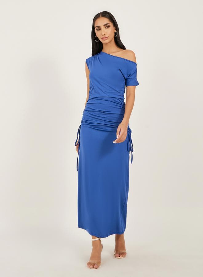 Cobalt Blue One-Shoulder Ruched Maxi Dress 7008230003 - Image 1