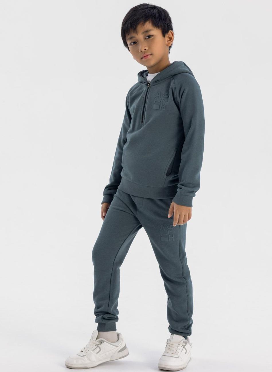 Boys Blue Half-Zip Hoodie & Jogger Set - Image 1