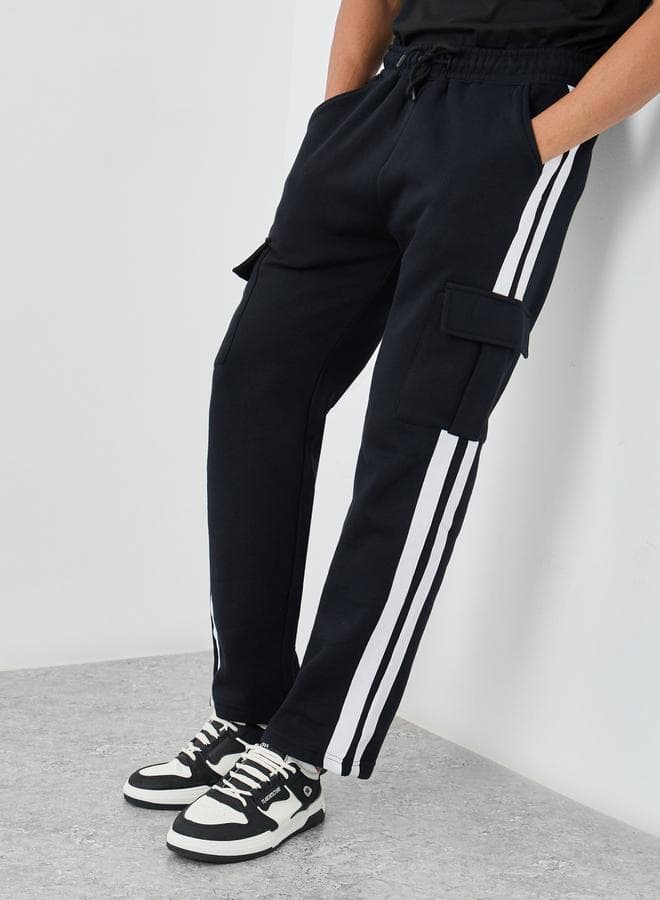 Styli Side Twill Tape Cargo Joggers Black Oversized Fit - Image 1