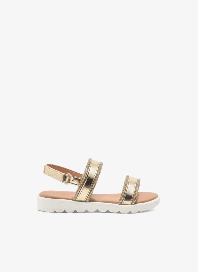 Girls Gold Embellished Strap Sandals Lm58 Ramadan Edition - Image 1