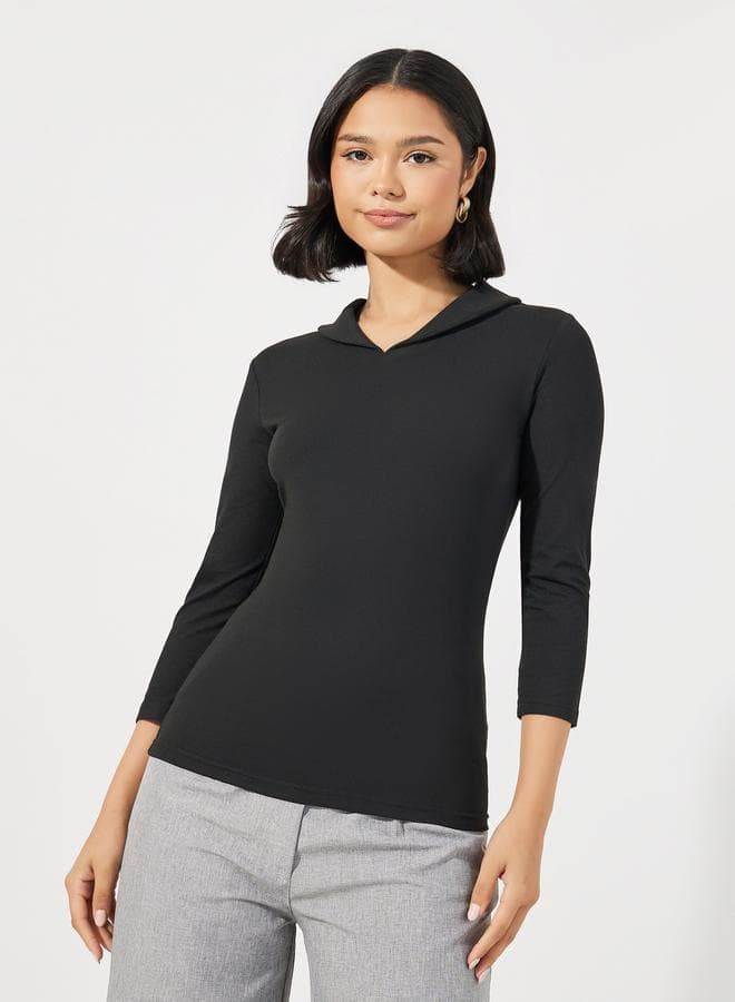 Black Fitted Johnny Collar Polo T-Shirt 7009907901 - Image 1