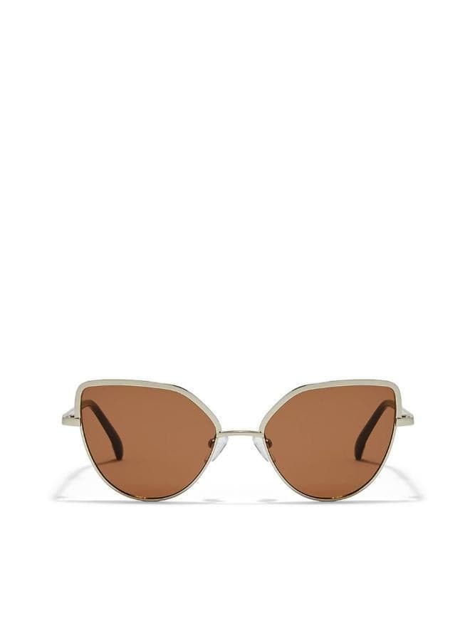 BlackOut Sleek Cat Eye Sunglasses UV400 Gold Brown - Image 1