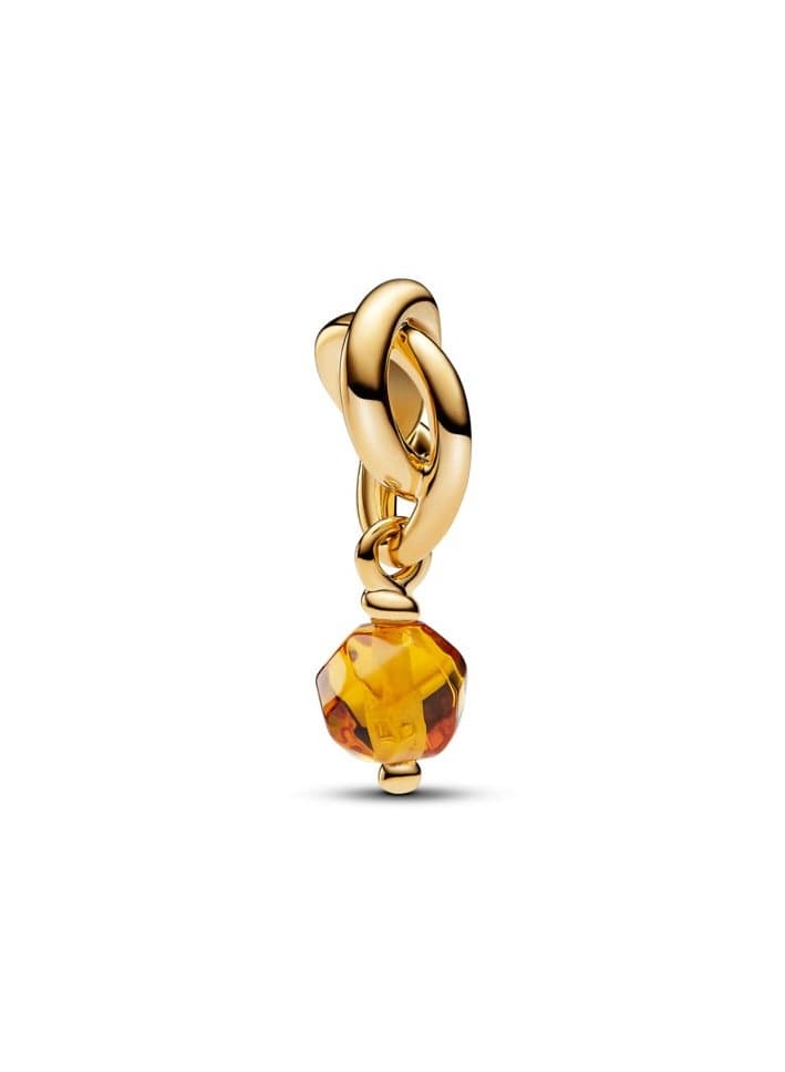 Faceted Honey Crystal Eternity Circle Dangle Charm - Image 1