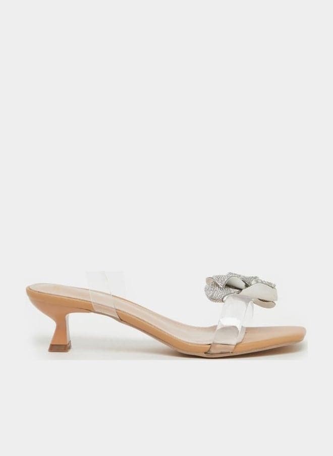 Styli Bronze Metallic Flower Transparent Kitten Heel Sandals 7011749504 - Image 1