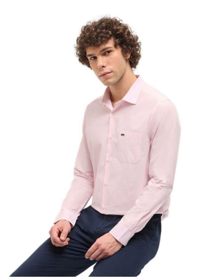 Men’s Pink Cotton Button-Down Shirt – Classic Versatile Style - Image 1
