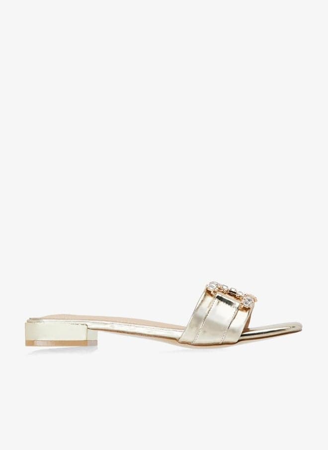 Gold Ladies Flat Sandal – Elegant Everyday Comfort - Image 1
