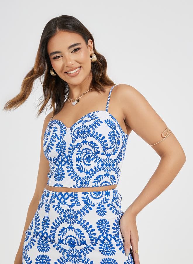Embroidered Sweetheart Strappy Crop Bralette 7009099102 - Image 1
