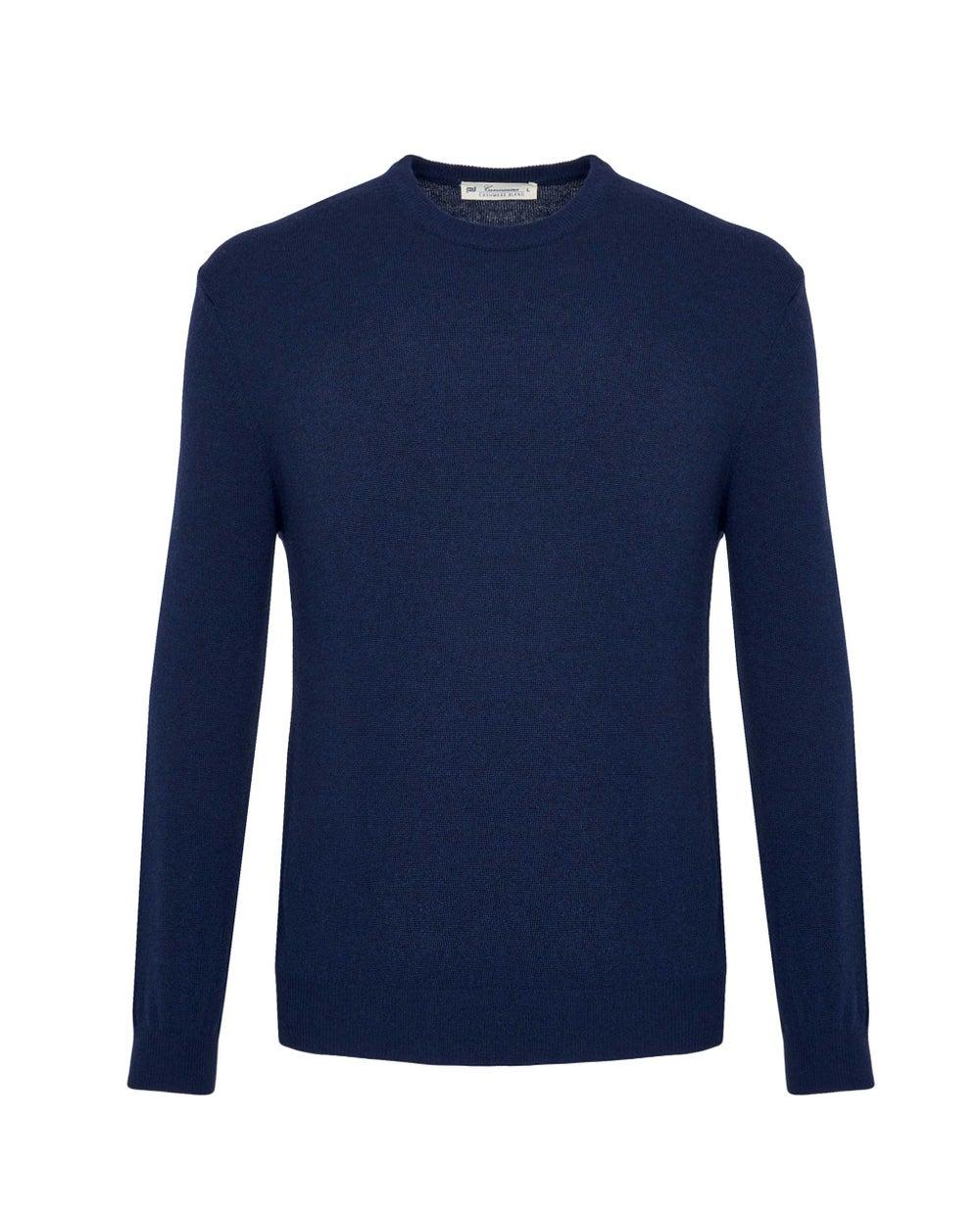 Blue Cashmere Blend Crew Neck Sweater - Image 1