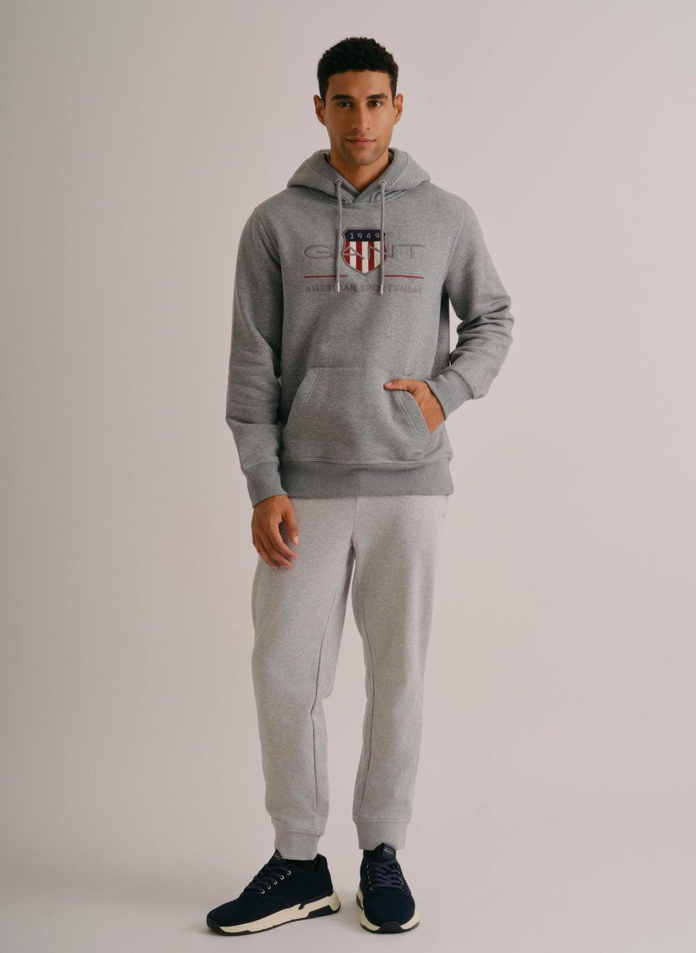 Gant Shield Logo Cotton Sweatpants Light Grey - Image 1