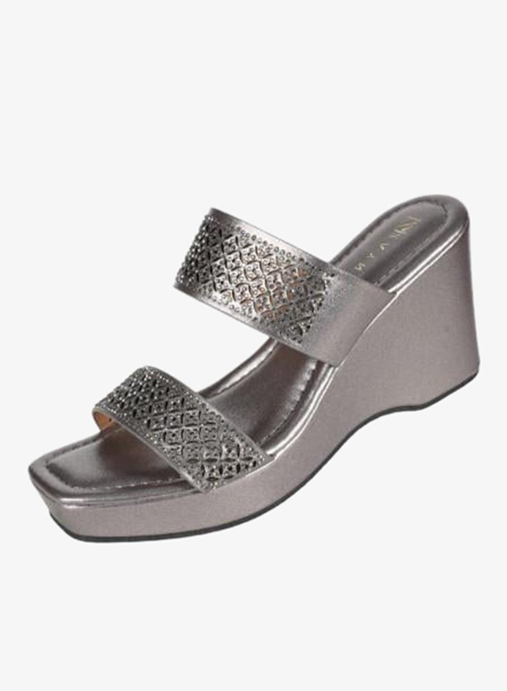 Zayna 2B2531-126 Pewter Wedge Heel Sandals - Image 1