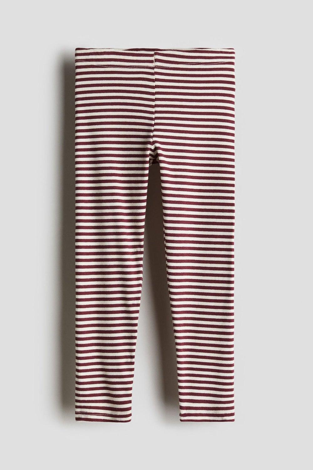 Dark Red Ribbed Jersey Cropped Leggings - Image 1