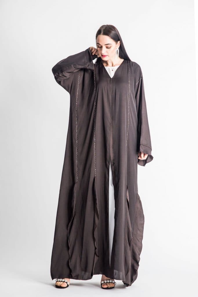 Multicolor Embroidered Flared Sleeve Abaya V-Neck - Image 1