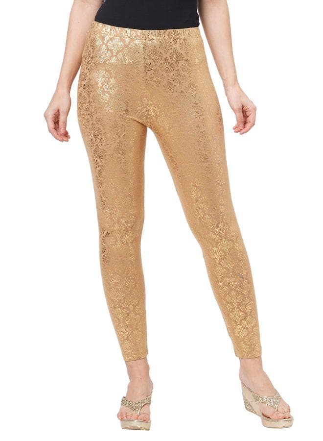 Gold Foil Floral Skinny Fit Legging - Image 1