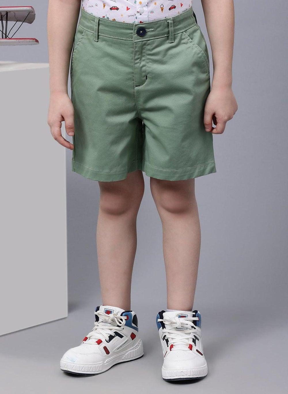 One Friday Boys Green Cotton Casual Shorts - Image 1