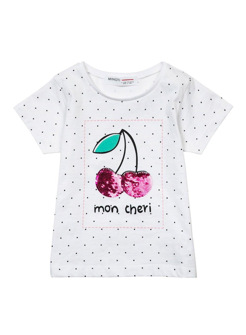 Girls Multicolour Sequin Cotton T-Shirt - Image 1