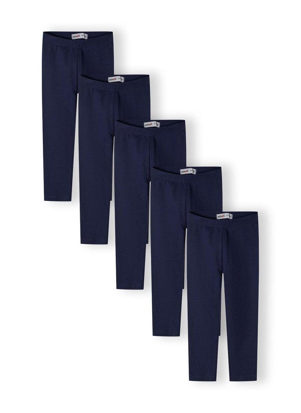 Girls Navy Jersey Leggings 5-Pack Elastic Waist - Image 1