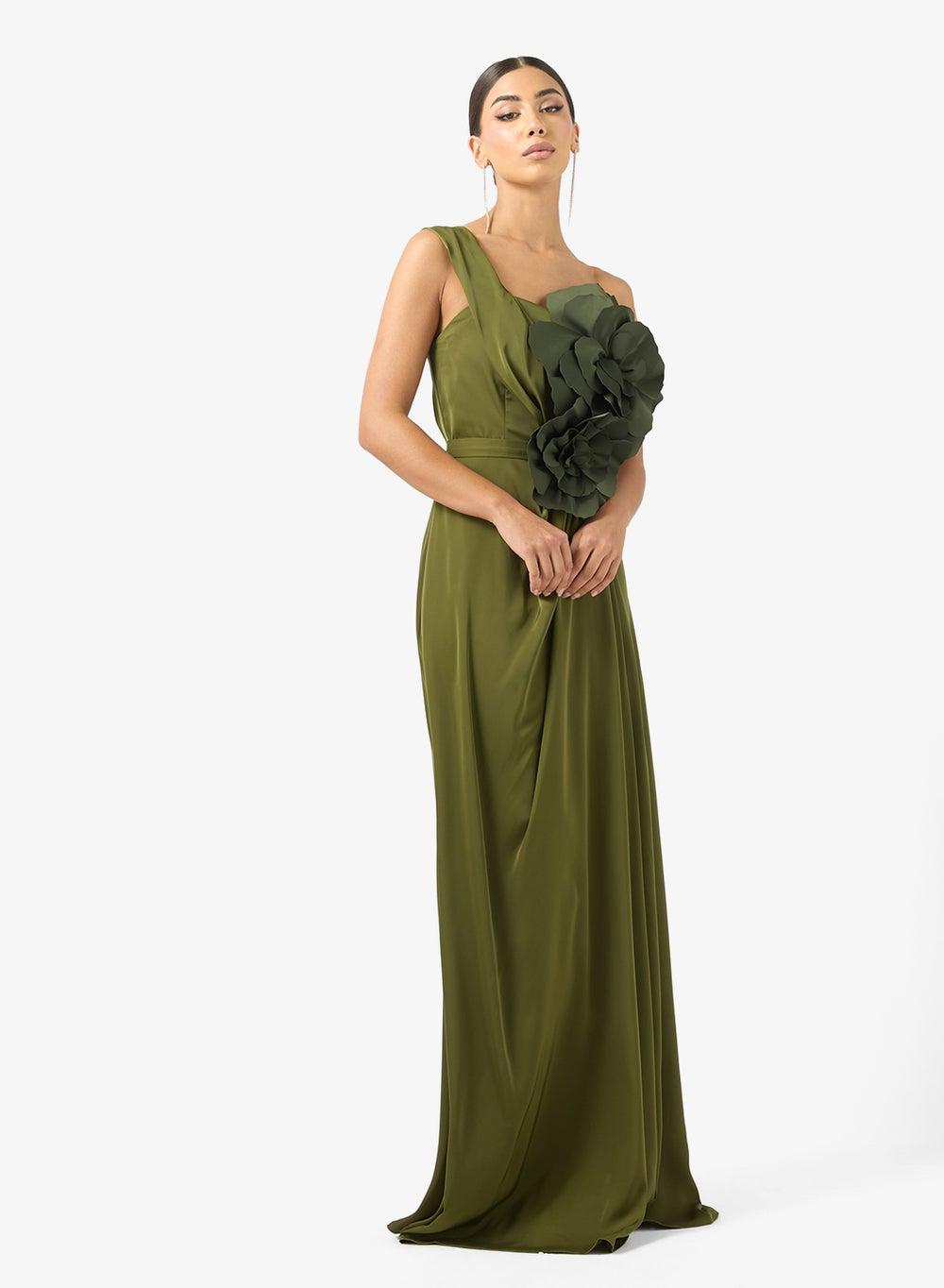 Iyra One-Shoulder Frill Maxi Dress Rk25 01 02 - Image 1