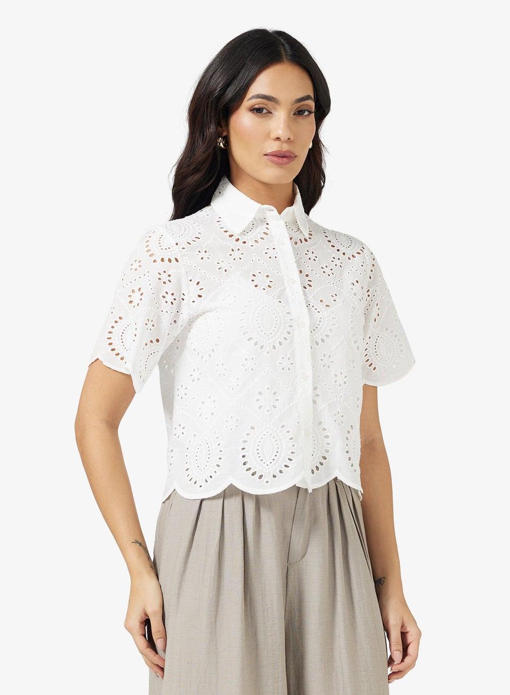 Schifly Embroidered Button-Down Shirt Vt6924 - Image 1