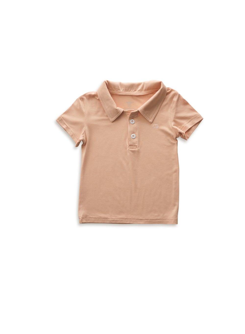 Coral Peach Bamboo Spandex Polo T-Shirt - Image 1