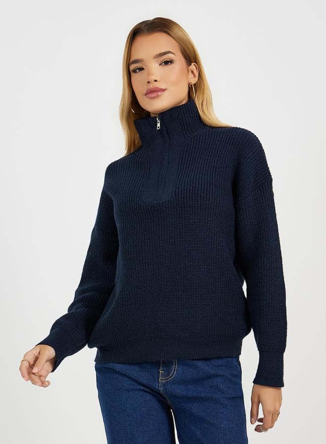 Styli Half Zip Knit Top 7009980822 Regular Fit - Image 1