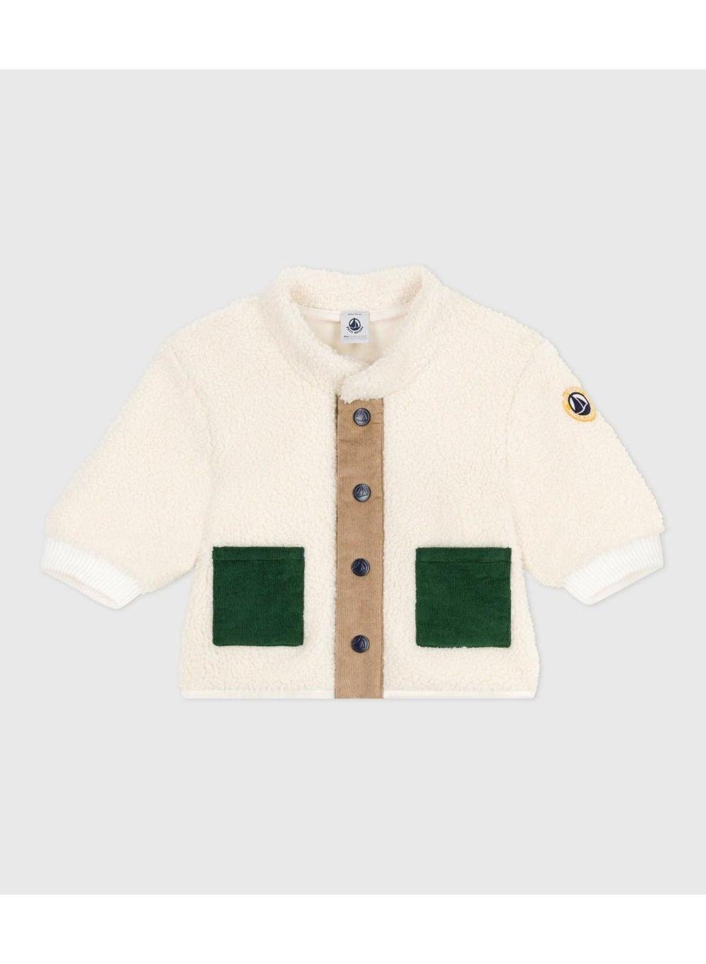 Boys Sherpa Padded Hooded Coat Milk Multico - Image 1