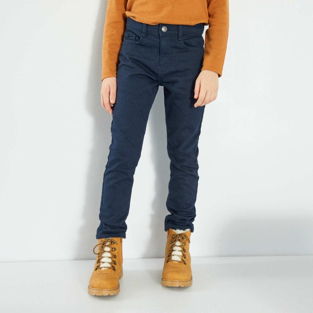 Boys Slim-Fit Navy 5-Pocket Cotton Jeans - Image 1