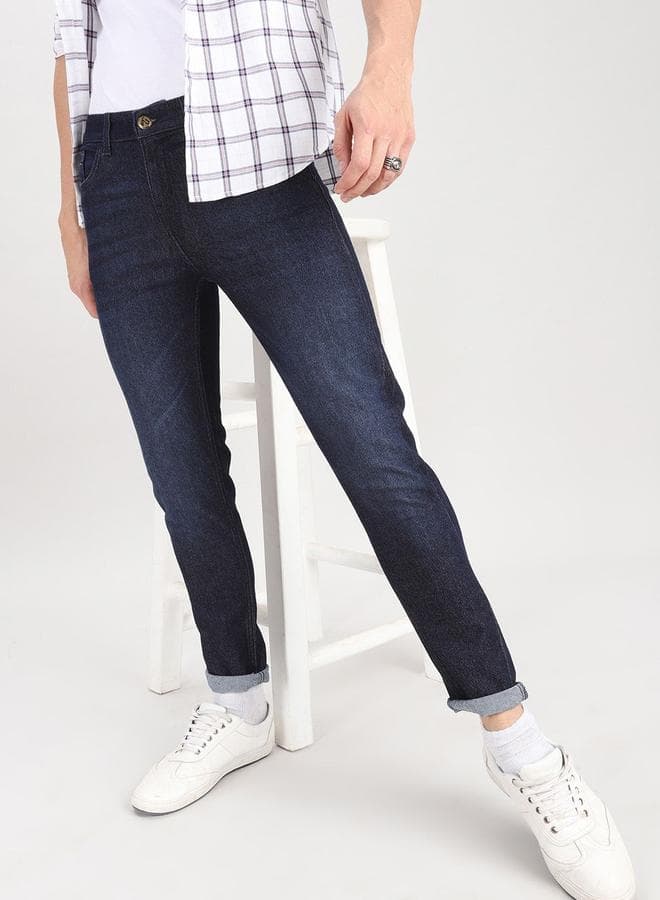 Indian Garage Co Slim Fit Low Rise Dark Denim Jeans - Image 1