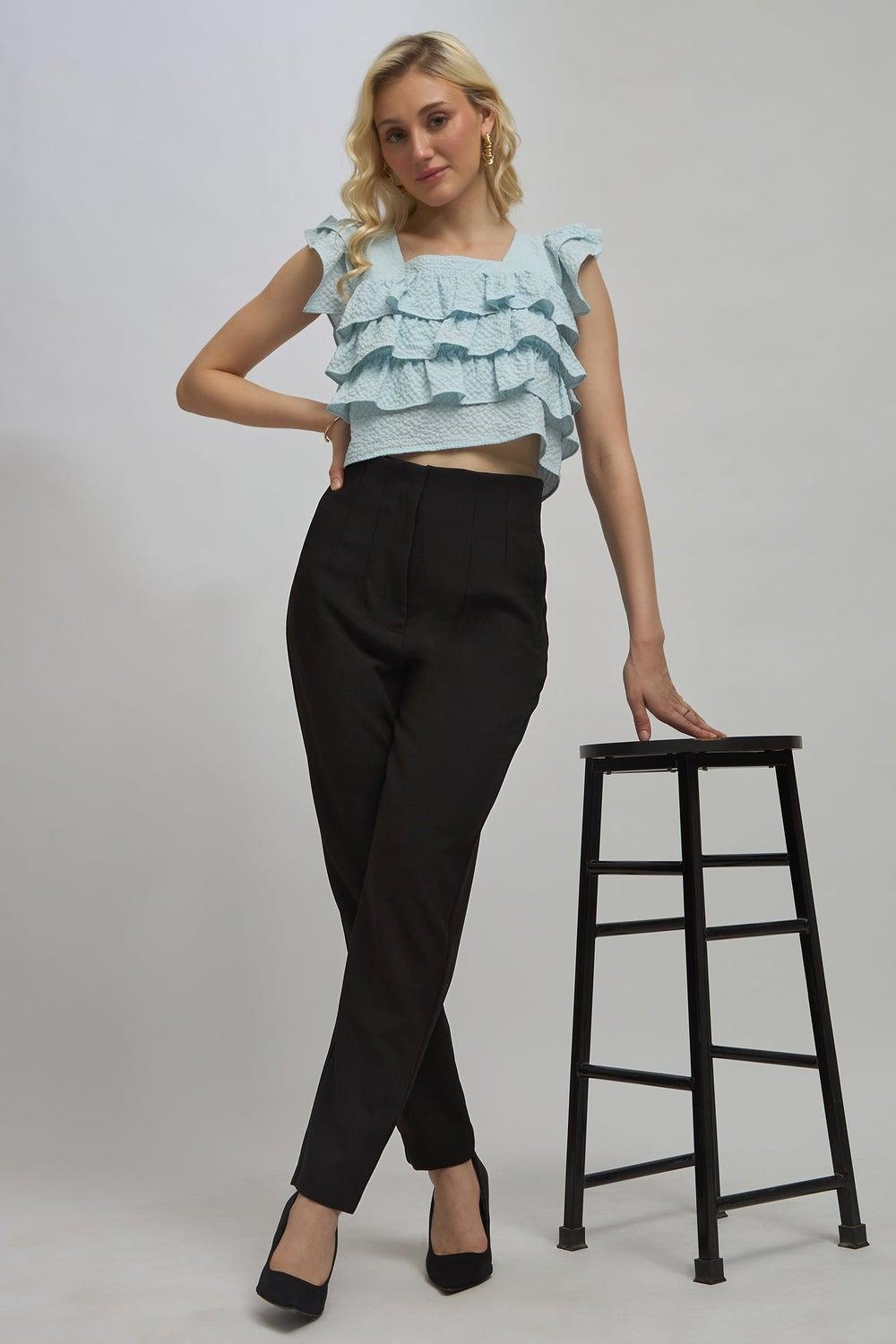 Virgio High-Rise Slim Tapered Black Trousers - Image 1