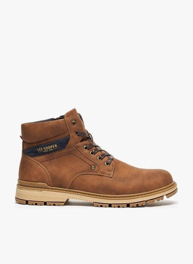 Drift Cognac Lace-Up Men's Solid Leather Boots - Image 1