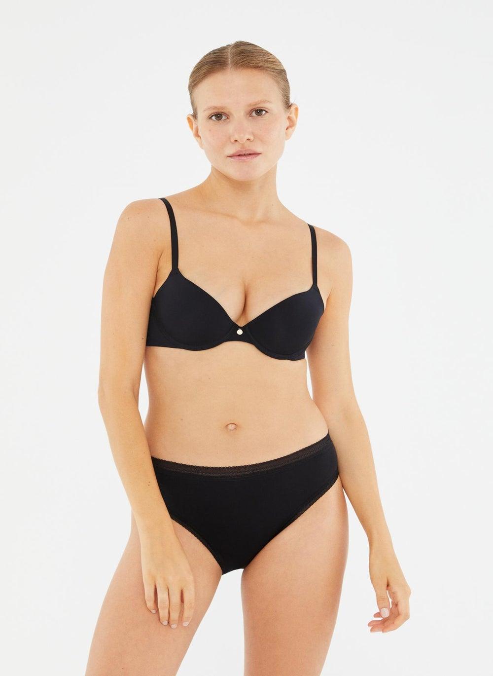 Black Interlock Lightly Padded Wired Bra B0169794 - Image 1