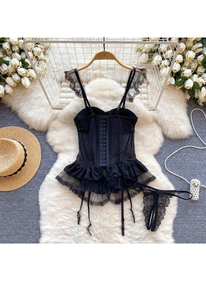 Elegant Lace Corset Lingerie Set with Matching Bottoms - Image 1