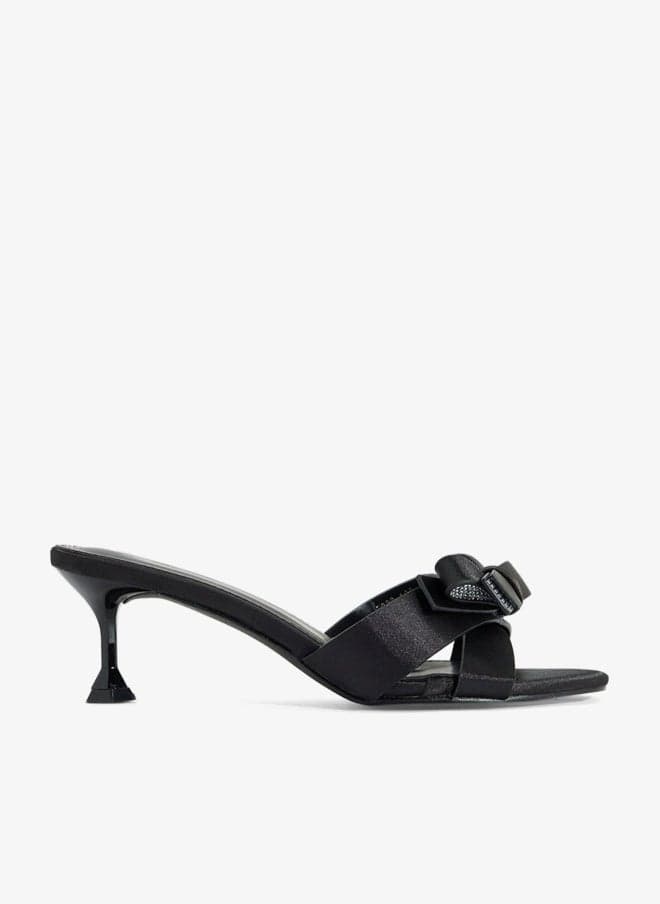 Black Bow Detail Low Heel Sandal 7332 188 - Image 1