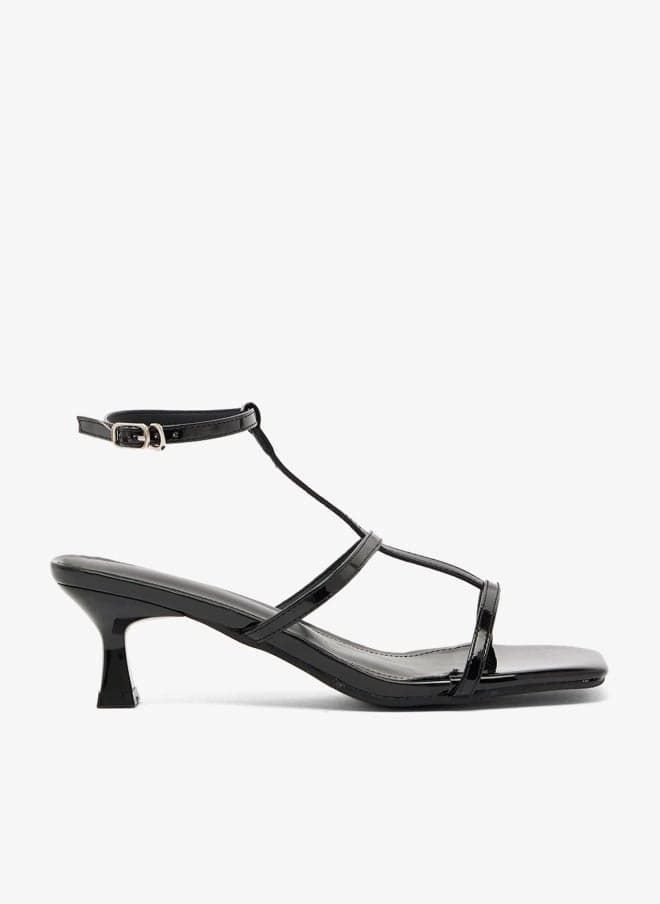 Black Xz256069 Kitten Heel Sandals - Image 1