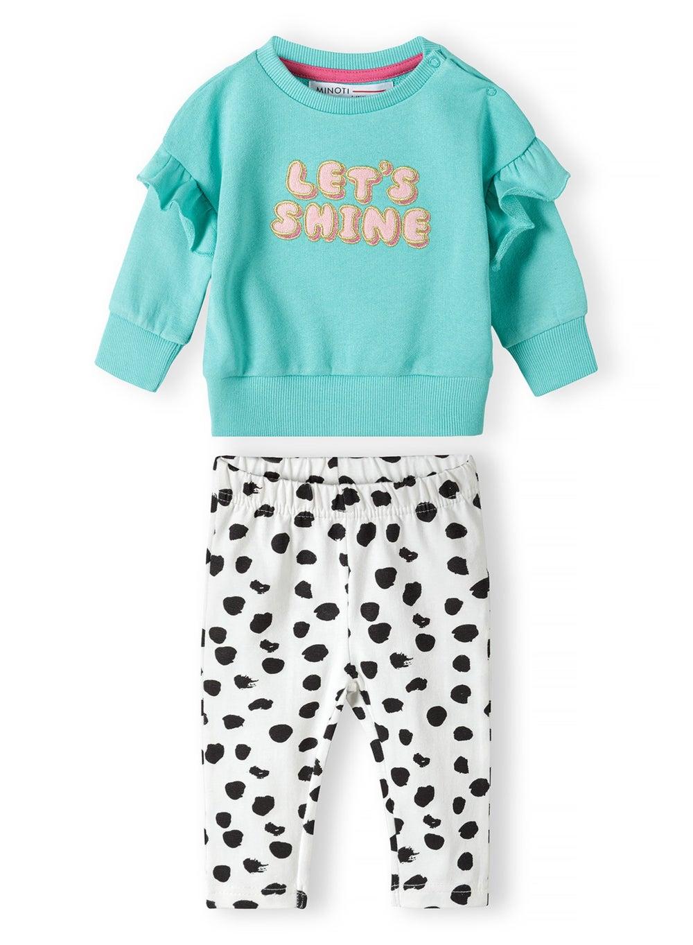 Girls Green Printed Sweatshirt & Leggings Set - Image 1